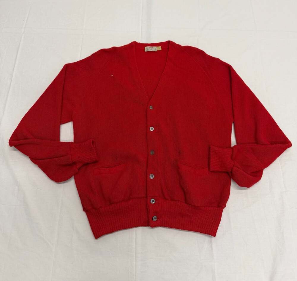 Vintage Harry Jacoby 100% Virgin Alpaca Red Cardigan Sweater
